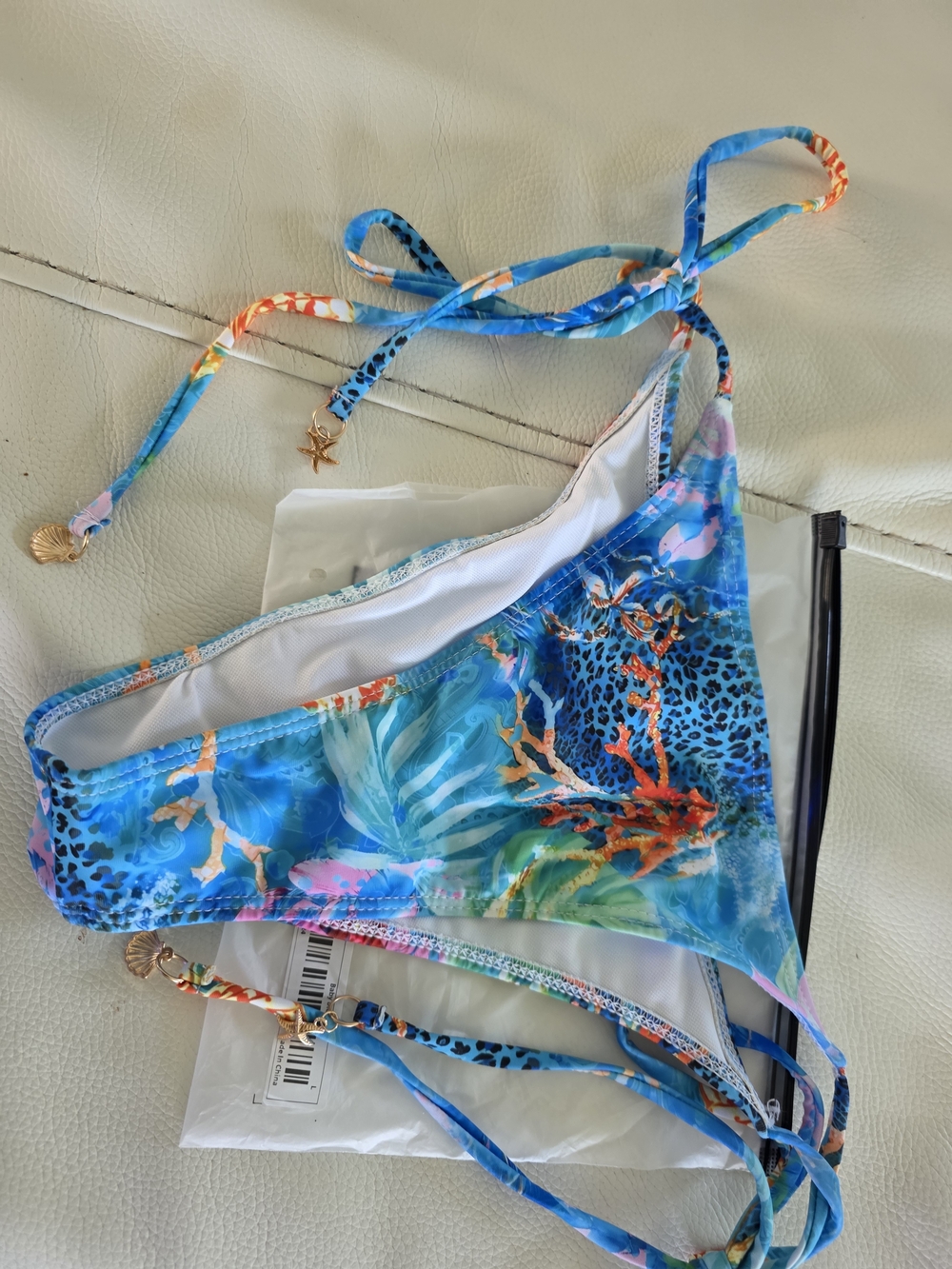 Blue Tropical Print String Bikini Bottom* NEW*